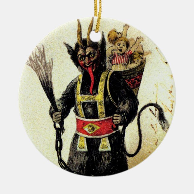 Adorno De Cerámica Navidades de feriado malvados Krampus Scary Demon (Frente)