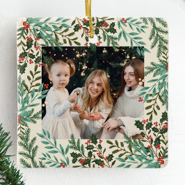 Adorno De Cerámica Navidades de flores botánicas clásicas Dos fotos