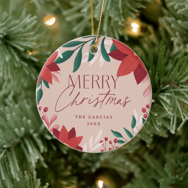 Adorno De Cerámica Navidades de flores de Poinsettia (Árbol)