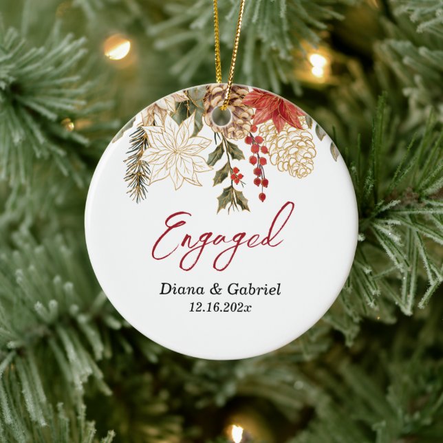 Adorno De Cerámica Navidades de flores rojas implicados (Árbol)