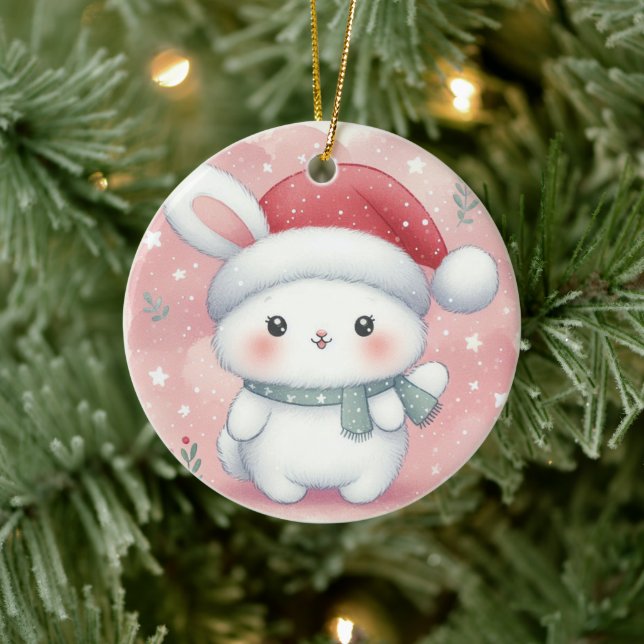 Adorno De Cerámica Navidades de foto bebé, conejito (Árbol)