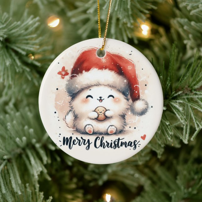 Adorno De Cerámica Navidades de foto bebé, conejito (Árbol)