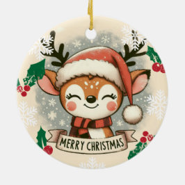 Adorno De Cerámica Navidades de foto para bebés Mistletoe Cute fox