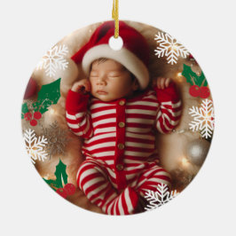 Adorno De Cerámica Navidades de foto para bebés Mistletoe Snowflakes