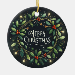 Adorno De Cerámica Navidades de foto para bebés Mistletoe Wreath