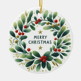 Adorno De Cerámica Navidades de foto para bebés Mistletoe Wreath