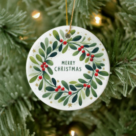 Adorno De Cerámica Navidades de foto para bebés Mistletoe Wreath