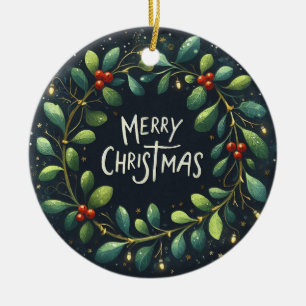 Adorno De Cerámica Navidades de foto para bebés Mistletoe Wreath