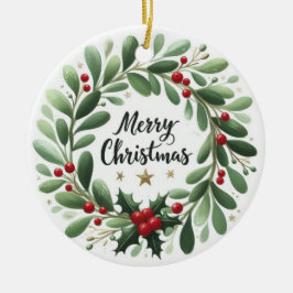Adorno De Cerámica Navidades de foto para bebés Mistletoe Wreath