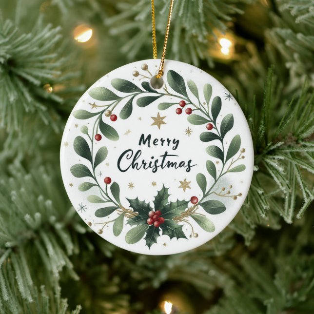 Adorno De Cerámica Navidades de foto para bebés Mistletoe Wreath (Árbol)