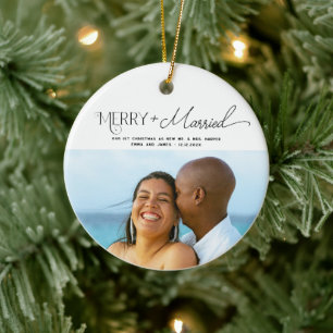 Adorno De Cerámica Navidades de fotografía con escritura casada y mor