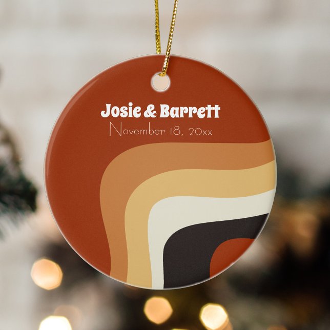 Adorno De Cerámica Navidades de fotografía de Boda Groovy Pareja Retr (Subido por el creador)