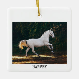 Adorno De Cerámica Navidades de fotografía de caballos de la máquina