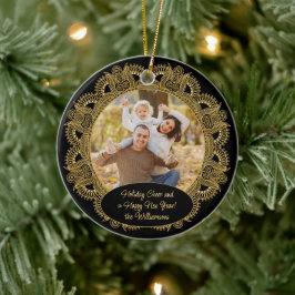 Adorno De Cerámica Navidades de fotografía de familia personalizado T
