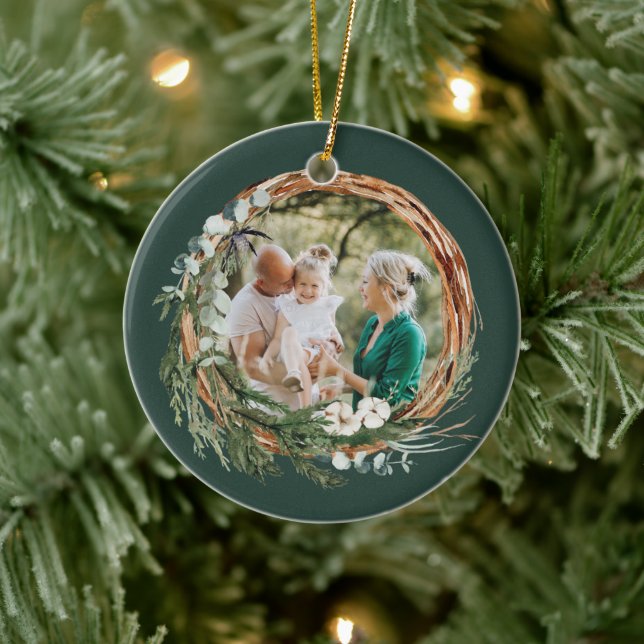 Adorno De Cerámica Navidades de fotografía de follaje moderno verde (Árbol)