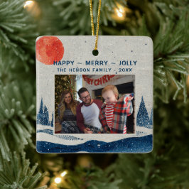 Adorno De Cerámica Navidades de fotografía de la luna del bosque de n