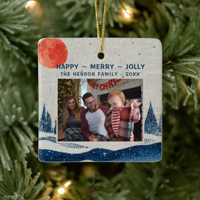 Adorno De Cerámica Navidades de fotografía de la luna del bosque de n (Árbol)