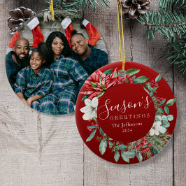 Adorno De Cerámica Navidades de fotografía de la temporada Red Poinse