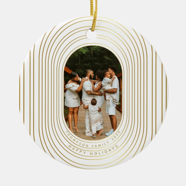 Adorno De Cerámica Navidades de fotografía de Personalizado blanco y  (Frente)