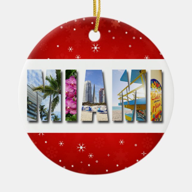 Adorno De Cerámica Navidades de fotografía de viajes de Miami Florida (Frente)