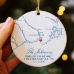 Adorno De Cerámica Navidades de fotografía del Boda del mapa Kennebun<br><div class="desc">Conmemorar su día especial con nuestro Boda de mapas de la marina personalizada Blue Kennebunkport, Keepsake Christmas Ornament. Con un elegante mapa del puerto Kennebunkport, Maine, este adorno es el perfecto recuerdo de la costa. Personalízalo con la foto de tu boda en la parte de atrás para crear un querido...</div>