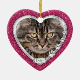 Adorno De Cerámica Navidades de fotografía en memoria de gato Mascota