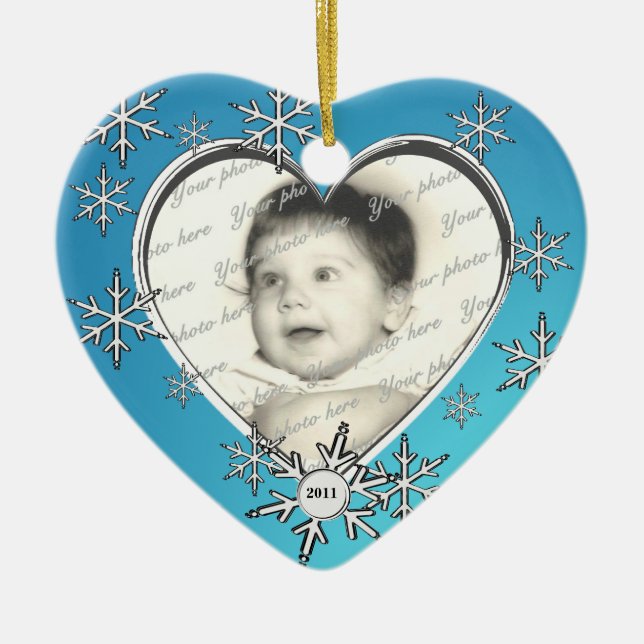 Adorno De Cerámica Navidades de fotografía familiar (Frente)