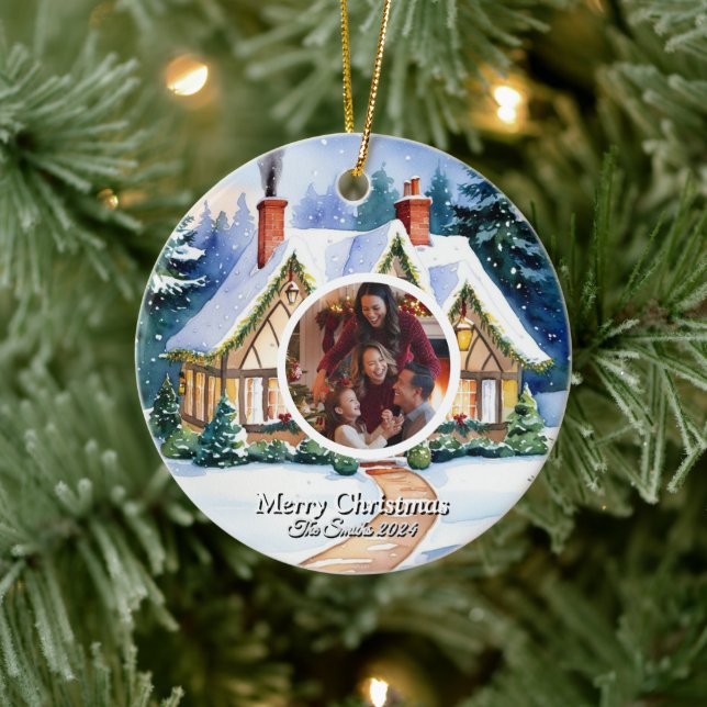 Adorno De Cerámica Navidades de fotografía familiar divertidos, educa (Árbol)