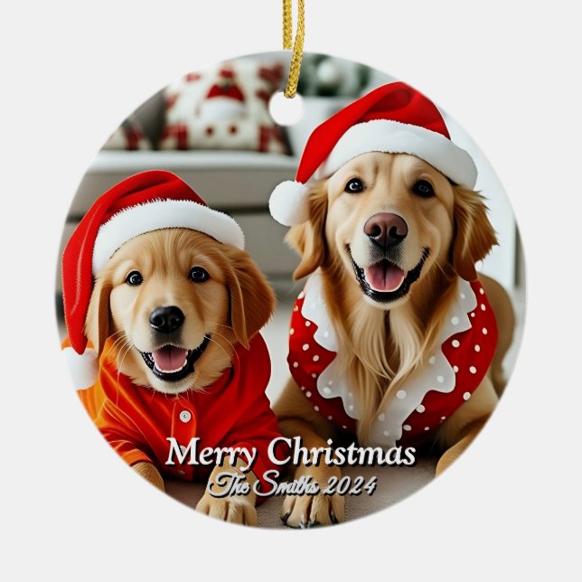 Adorno De Cerámica Navidades de fotografía familiar divertidos, educa (Frente)