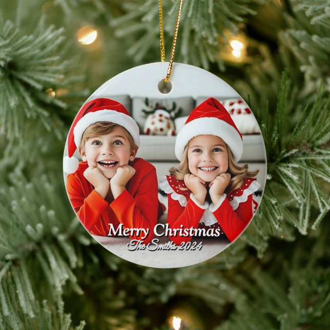 Adorno De Cerámica Navidades de fotografía familiar divertidos, educa (Árbol)