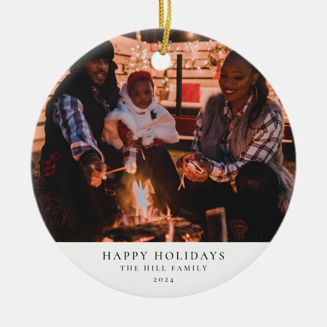 Adorno De Cerámica Navidades de fotografía familiares simples y elega (Frente)