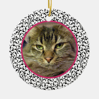 Adorno De Cerámica Navidades de fotografía floral de la Moda del gato
