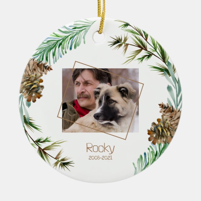 Adorno De Cerámica Navidades de fotografía mascota Memorial (Frente)