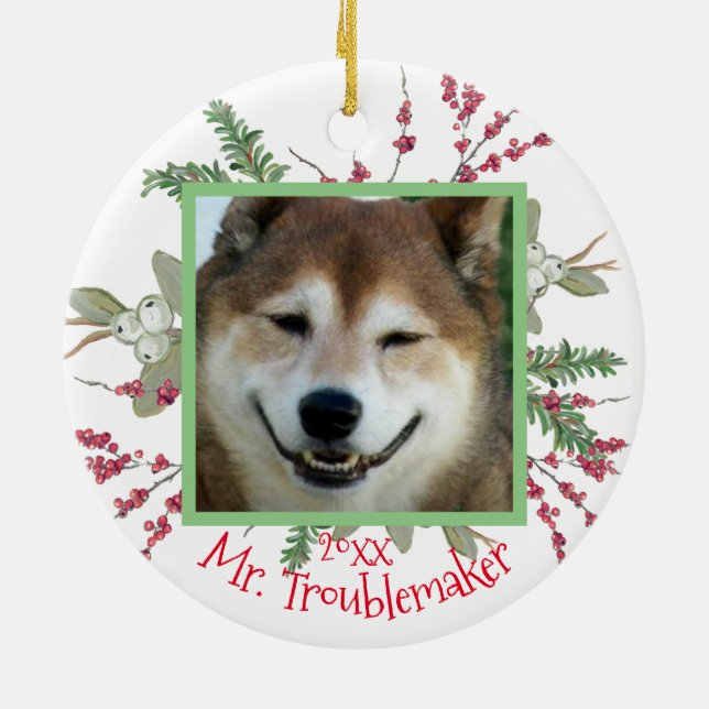 Adorno De Cerámica Navidades de fotografía mascota Personalizado Cute (Atrás)