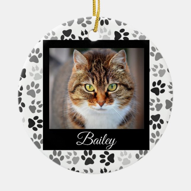 Adorno De Cerámica Navidades de fotografía mascotas con pinturas mode (Frente)