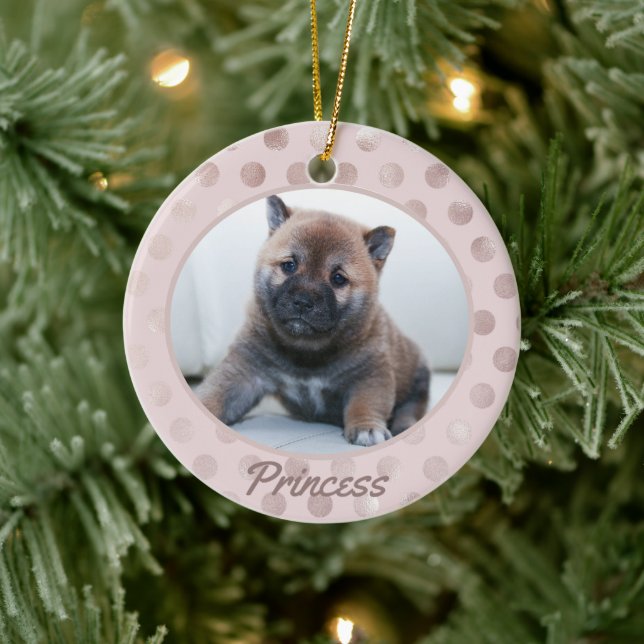 Adorno De Cerámica Navidades de fotografía Mascotas de puntos de polk (Árbol)