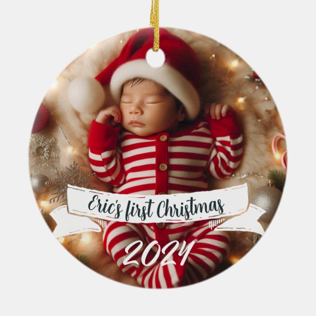 Adorno De Cerámica Navidades de fotografía para bebés robos (Atrás)