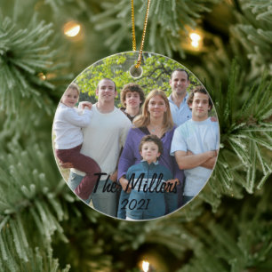 Adorno De Cerámica Navidades de fotografía personalizado de 2 caras 