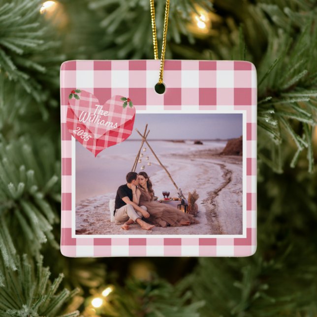 Adorno De Cerámica Navidades de fotografía Personalizado de Cute Pink (Árbol)