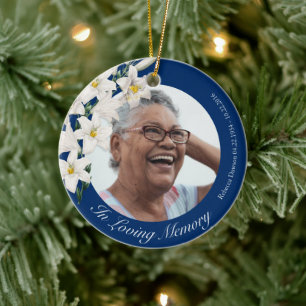 Adorno De Cerámica Navidades de fotografía Personalizados azules conm