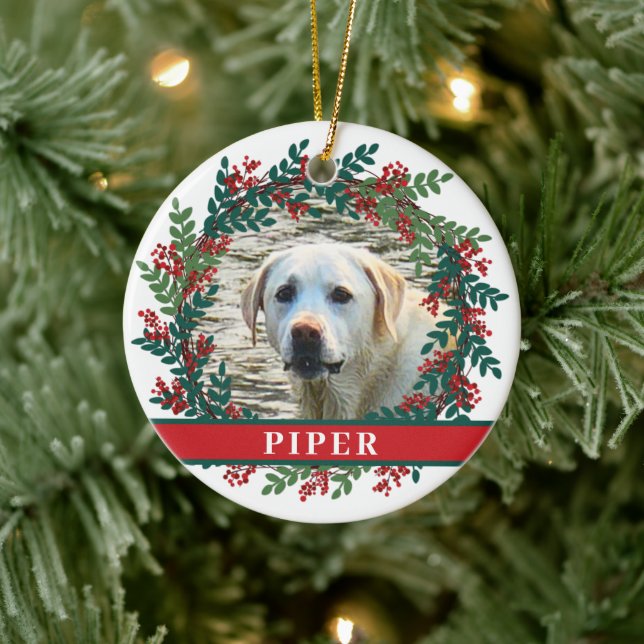 Adorno De Cerámica Navidades de fotografía personalizados por mascota (Árbol)