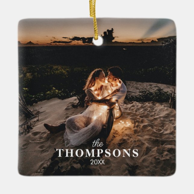 Adorno De Cerámica Navidades de fotografía románticos personalizados (Anverso)