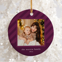 Adorno De Cerámica Navidades de fotografía sencillos con franja morad