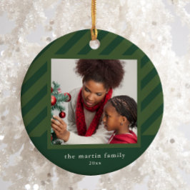 Adorno De Cerámica Navidades de fotografía simples de elegante franja