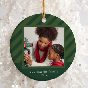 Adorno De Cerámica Navidades de fotografía simples de elegante franja