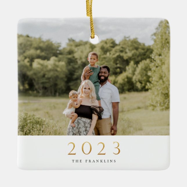 Adorno De Cerámica Navidades de fotografía única Gold 2022 (Anverso)