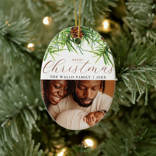 Adorno De Cerámica Navidades de fotografía y saludos modernos y elega