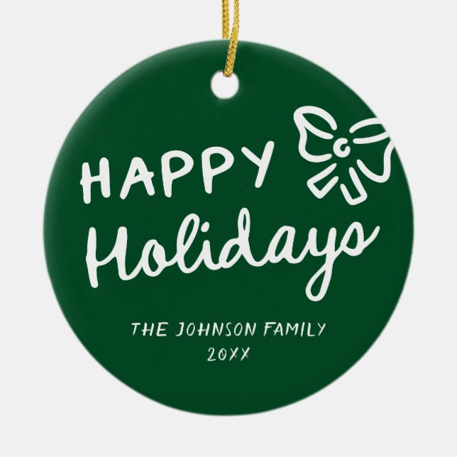 Adorno De Cerámica Navidades de fotos de Hand Drawn Happy Holidays (Frente)