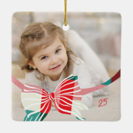 Adorno De Cerámica Navidades de fotos de Keepsake de Bow anuales