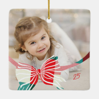 Adorno De Cerámica Navidades de fotos de Keepsake de Bow anuales